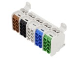 Bloc de distribuţie pentru şină DIN, conector cu montare pe şină