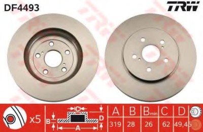 Disc frana LEXUS RX (MHU3, GSU3, MCU3) (2003 - 2008) TRW DF4493 foto