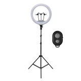 Cumpara ieftin Lampa circulara LED 56 cm diametru,trepied 200 cm inclus,3 suporti telefon + telecomanda Bluetooth, Dactylion