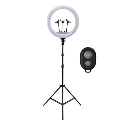 Lampa circulara LED 56 cm diametru,trepied 200 cm inclus,3 suporti telefon + telecomanda Bluetooth foto