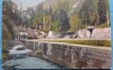 Carte postala, Baile Slanic Moldova, Izvoarele de apa minerala nr.1.1bis si 6, drumul spre cascada si Trei Fagi, 1930