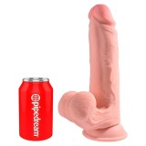 King Cock Plus-Dildo Triplă Densitate cu Testicule 23 cm