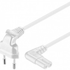 Cablu de alimentare Euro la IEC C7 unghi 90 grade 2m Alb, Goobay 97351