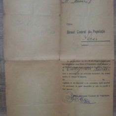 Document Chestura Politiei privind schimbare domiciliu// Cluj 1929