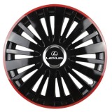 Cumpara ieftin Set 4 Capace Roti pentru Lexus, model Falcon Black Cu Rama Rosie, R16, LEXUS