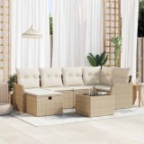 Cumpara ieftin Set de canapele pentru grădină cu pernă 7 pcs bej și crem