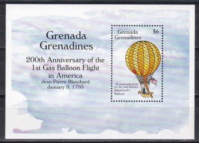 Grenada Grenadine1993-200 ani de la primul zbor cu balonul in America,colita,MNH foto