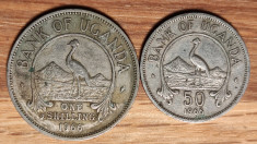 Uganda - set de colectie - 50 cents 1966 + 1 shilling 1966 - primul an de batere foto