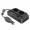 Invertor de tensiune portabil de la priza auto 12V la priza dubla EU 230V, 4 porturi USB, afisaj digital, 400 W