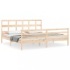 Cadru pat cu tablie 200x200 cm, lemn masiv de pin
