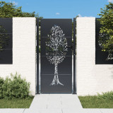 VidaXL Poartă pentru grădină, antracit, 105x180 cm, oțel, design copac