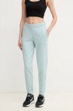 Puma pantaloni de trening din bumbac femei, culoarea turcoaz, neted, 685019
