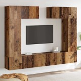 vidaXL Set Dulapuri TV Pe perete 6 pcs Lemn vechi 200 x 30 x 150 cm