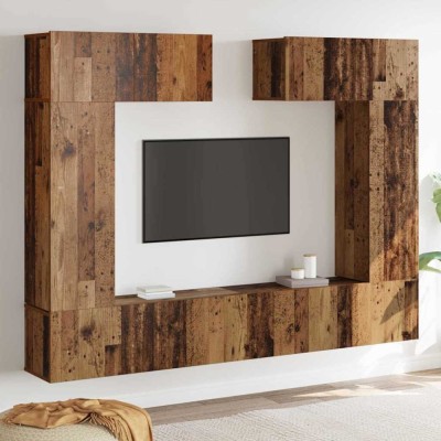 vidaXL Set Dulapuri TV Pe perete 6 pcs Lemn vechi 200 x 30 x 150 cm 3393219 foto