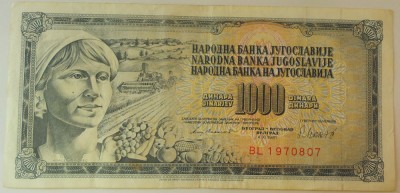 Bancnota 1000 DINARI / DINARA - RSF YUGOSLAVIA, anul 1981 *cod 436 B foto