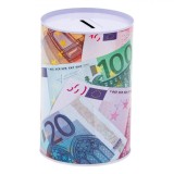 Pușculiță Metalică, Model Bancnote Euro, Multicolor, 10x15cm, Fără Capac, Oem