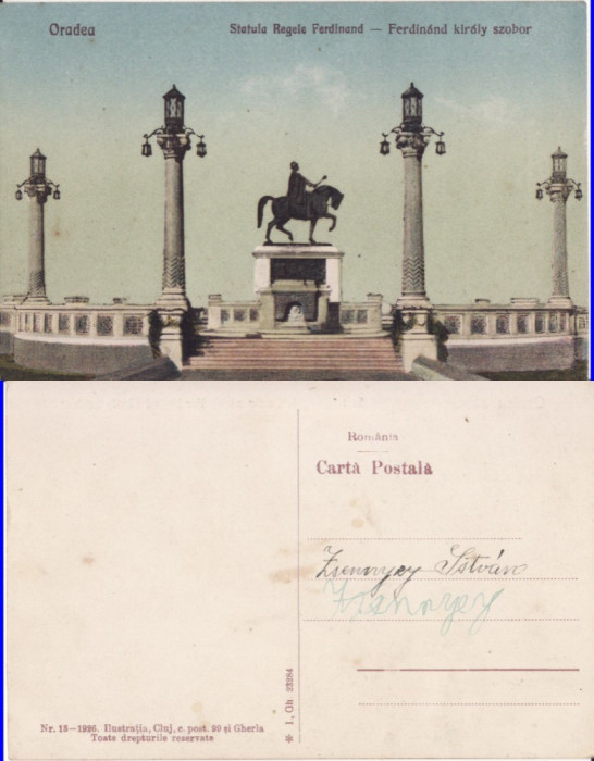 Oradea (Bihor), Nagyvarad - Statuia Regele Ferdinand