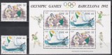 Irlanda 1992 - Jocurile Olimpice - Barcelona, Serie + Bloc, MNH, Nestampilat