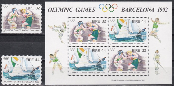 Irlanda 1992 - Jocurile Olimpice - Barcelona, Serie + Bloc, MNH