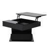 Masă de cafea rotativă 360&deg; cu funcție de ridicare, spațiu de depozitare ascuns și 1 sertar, 70x70x45 cm, Negru