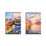 Caiet cu spirală Design Cities of the world, A4, 70 file, h&acirc;rtie 70gr./mp,