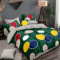 Lenjerie de pat pentru o persoana cu husa elastic pat si fata perna patrata, Adisa, bumbac mercerizat, multicolor