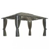 Pavilion cu perdele&amp;siruri lumini LED gri taupe 4x3m aluminiu
