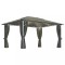 Pavilion cu perdele&amp;siruri lumini LED gri taupe 4x3m aluminiu