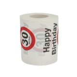Hartie igienica amuzanta, 2 straturi, Aniversare 30 de ani, Mesaj amuzant &amp;quot;Happy Birthday 30 and Sexy&amp;quot; 10 cm inaltime, 9.5 cm diametru