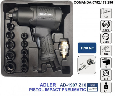 SET Pistol Impact pneumatic 1590Nm 6.3 bari 1/2&amp;quot;, ADLER AD-1907-Z10 foto