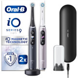 Set 2 x Periuta de dinti electrica Oral-B iO9 cu Tehnologie Magnetica si Micro-Vibratii, Inteligenta artificiala, Display led, Senzor de presiune Smar