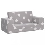 Cumpara ieftin Canapea extensibila copii 2 locuri gri deschis/stele plus moale