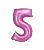 Balon folie sub forma de cifra, roz satinat, 76 cm-Tip Cifra 5