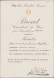 A1606 Brevet medalie 25 ani de la proclamarea republicii 1972