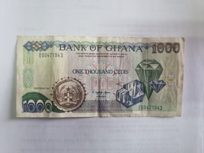 bancnota ghana 1000c 1991 foto