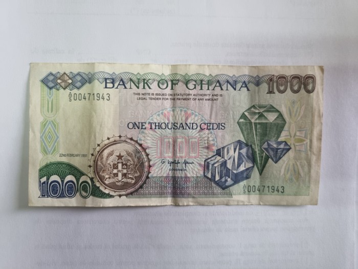 bancnota ghana 1000c 1991
