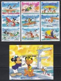Turks şi Caicos 1984 - Personaje Disney cu Supratipar &bdquo;1984 LOS ANGELES&rdquo;, Serie + Colita, MNH
