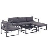 Outsunny set de mobilier de grădină 6 piese, canapele și scaune aluminiu, poliester, sticlă, gri pentu 4&ndash;5 persoane | Aosom Romania
