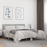 Cumpara ieftin Cadru de pat, gri sonoma, 160x200 cm, lemn prelucrat și metal