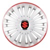 Set 4 Capace Roti, potrivite jantelor de R16, pentru Suzuki, model falcon argintiu cu rama rosie, Autohelix MSA