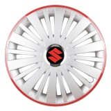 Cumpara ieftin Set 4 Capace Roti, potrivite jantelor de R16, pentru Suzuki, model falcon argintiu cu rama rosie, Autohelix MSA