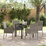 VidaXL Set de masă pentru grădină cu pernă 5 pcs Gri Rattan poli