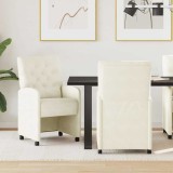 vidaXL Scaune de dining cu roți 2 pcs Crem 58 x 67 x 97 cm Catifea 42017873