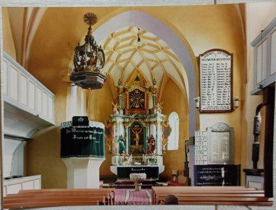 Interiorul Bisericii Fortificate Valea Viilor/ fotografie de presa anii &amp;#039;90-2000 foto