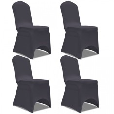 Husa elastica pentru scaun, antracit, 4 buc. foto