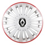 Cumpara ieftin Set 4 Capace Roti, potrivite jantelor de R16, pentru Renault, model falcon argintiu cu rama rosie, Autohelix MSA