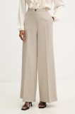 Haveone pantaloni culoarea bej, lat, high waist, PGE-P065