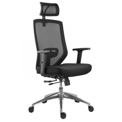 SCAUN ERGONOMIC JOJO HI A CU BAZA ALUMINIU, NEGRU foto