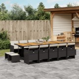 Gossi set mobilier de gradina cu perne, 15 piese, negru, poliratan
