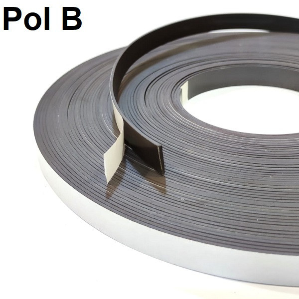 Banda magnetica autoadeziva, latime 12,7 mm, grosime 1,5 mm, polaritate B